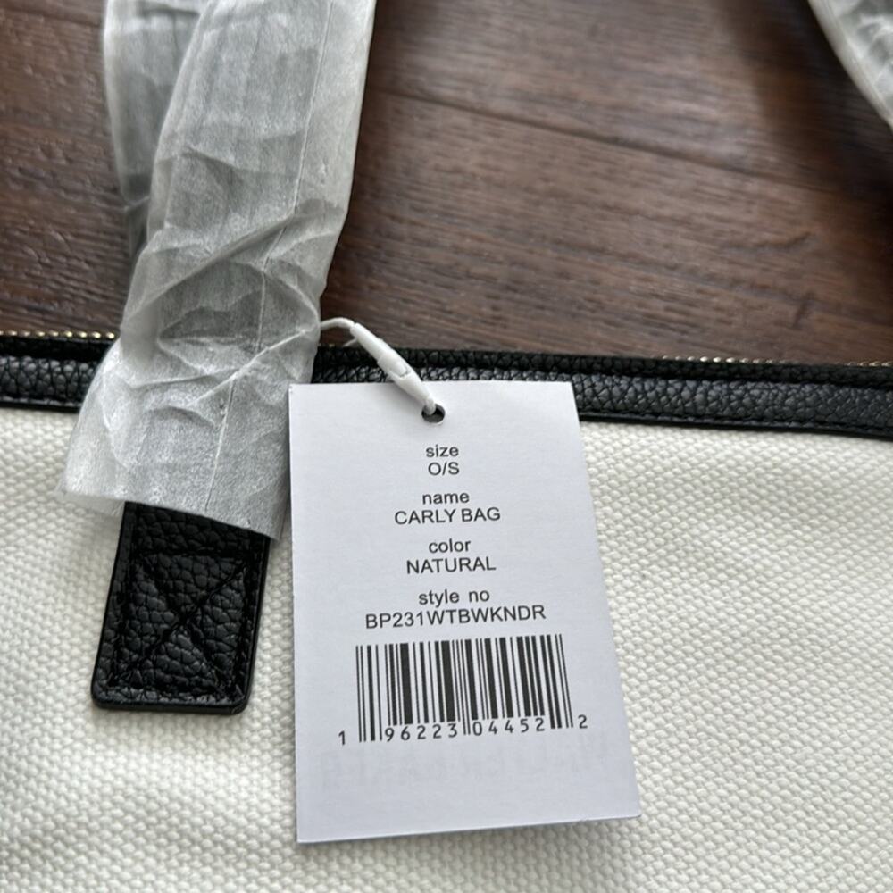 Walter Baker NWT Carly Bag Natural Canvas with black handles and trim. - Picture 8 of 8